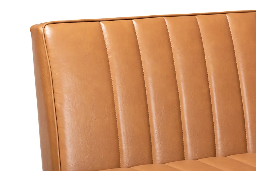 Baxton Studio Daymond Mid-Century Modern Tan Faux Leather Upholstered and Walnut Brown Finished Wood 3-Piece Dining Nook Set