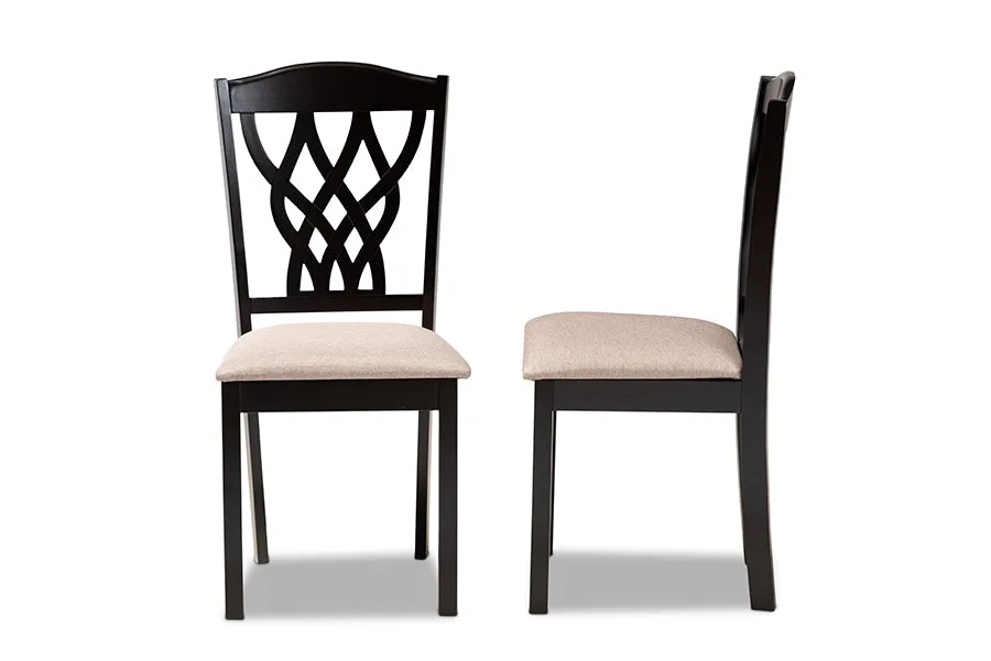 Baxton Studio Delilah Modern and Contemporary Sand Fabric Upholstered and Dark Brown Finished Wood 2-Piece Dining Chair Set