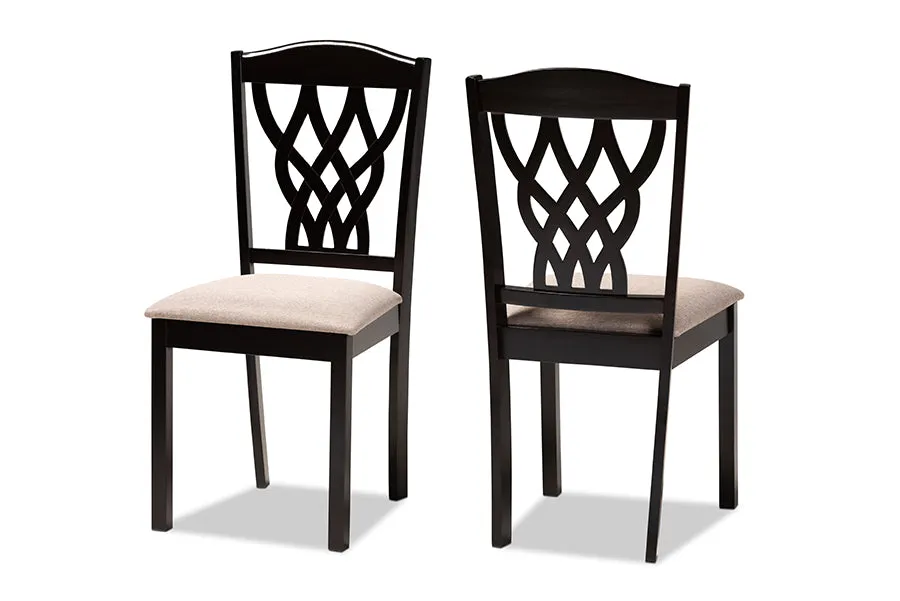 Baxton Studio Delilah Modern and Contemporary Sand Fabric Upholstered and Dark Brown Finished Wood 2-Piece Dining Chair Set