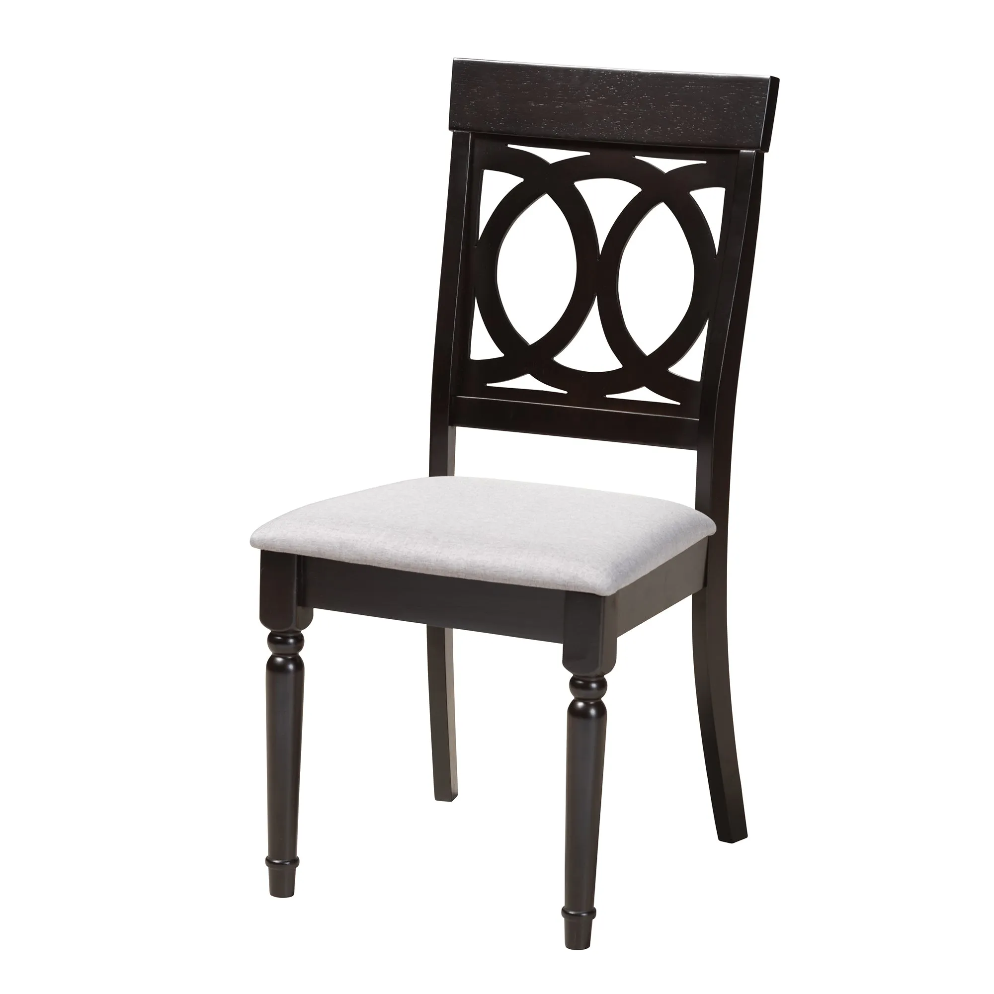 Baxton Studio Estelle Modern Grey Fabric and Dark Brown Finished Wood 5-Piece Dining Set