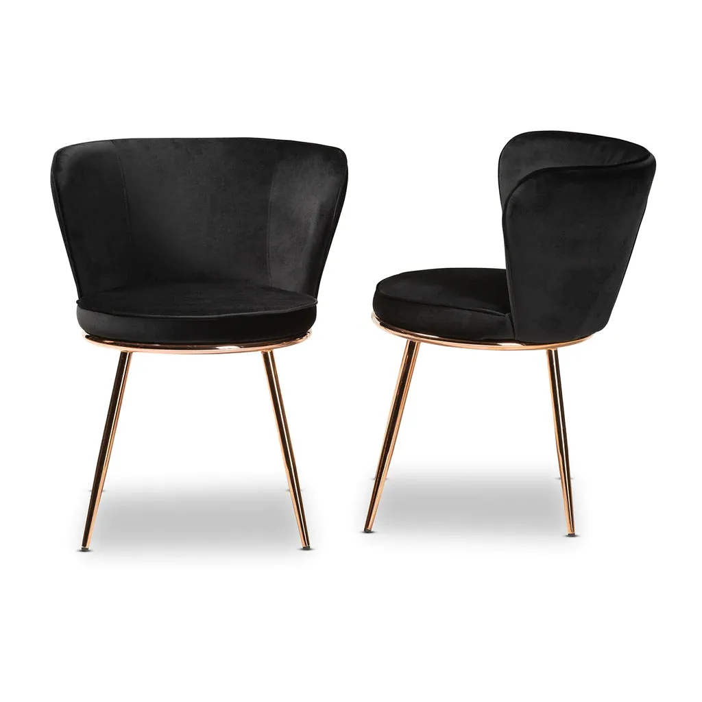 Baxton Studio Farah Metal 2-Piece Dining Chair Set