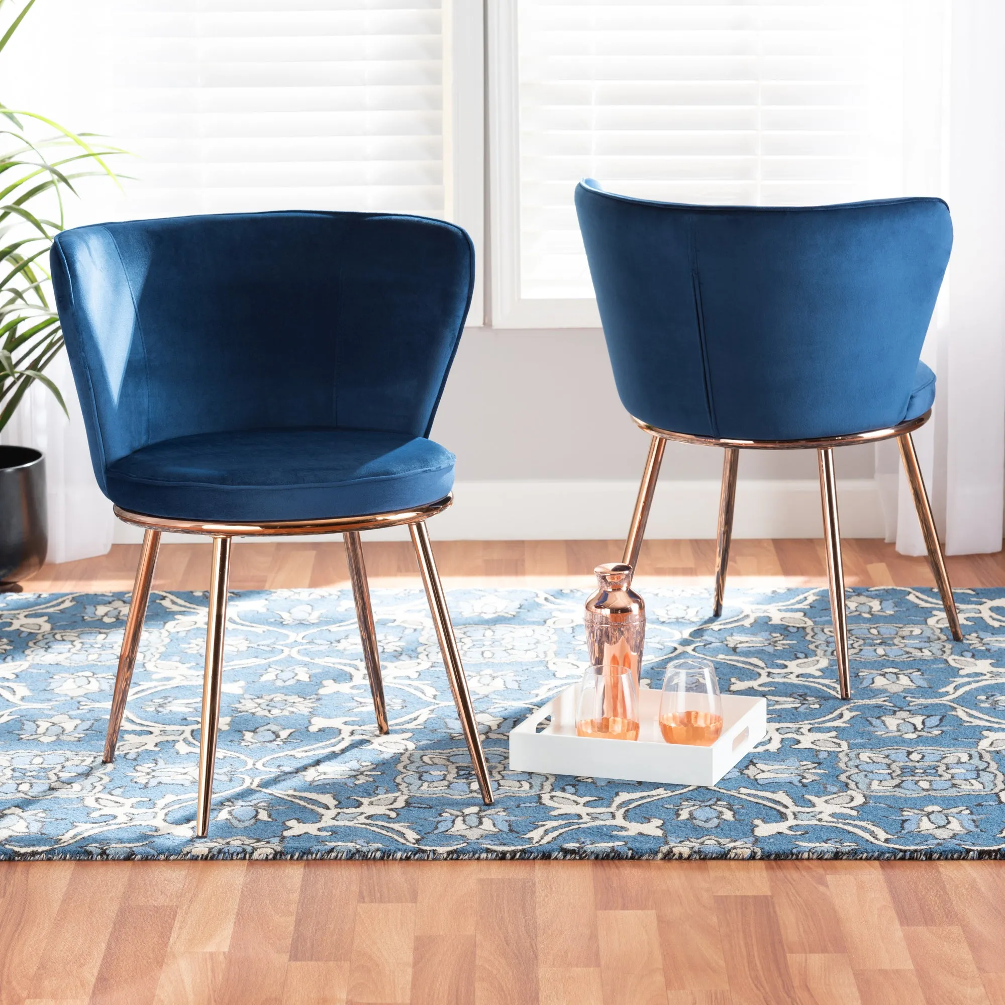 Baxton Studio Farah Metal 2-Piece Dining Chair Set