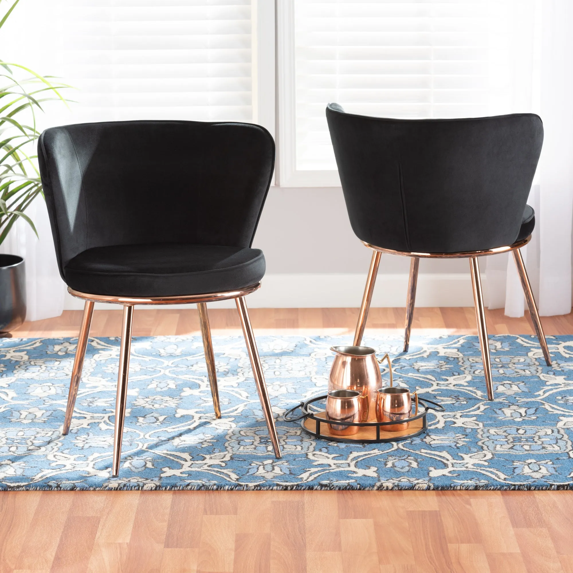 Baxton Studio Farah Metal 2-Piece Dining Chair Set