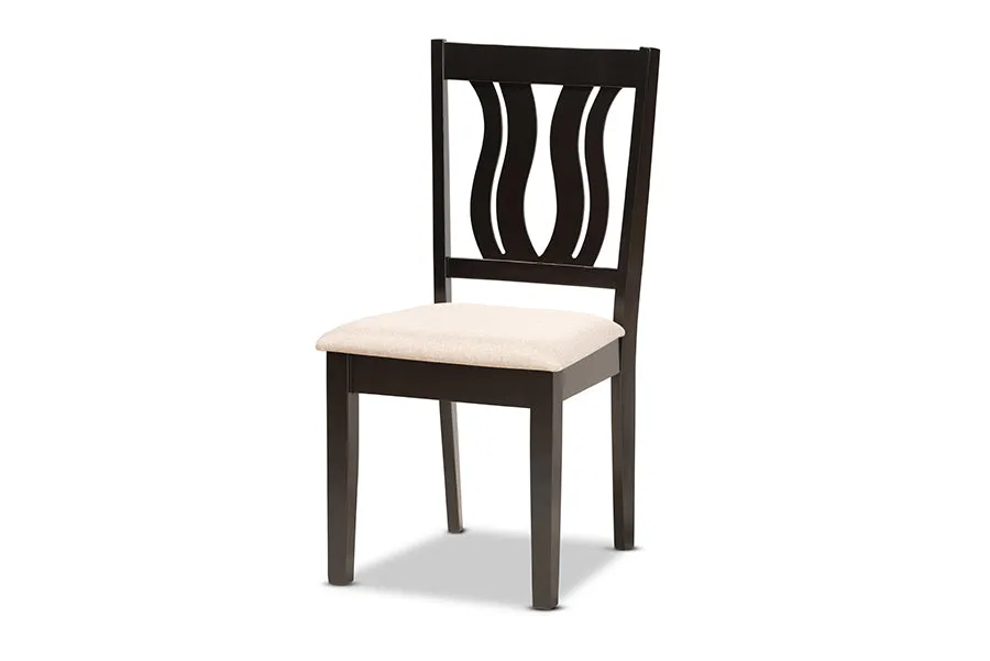 Baxton Studio Fenton Modern and Contemporary Sand Fabric Upholstered and Dark Brown Finished Wood 5-Piece Dining Set