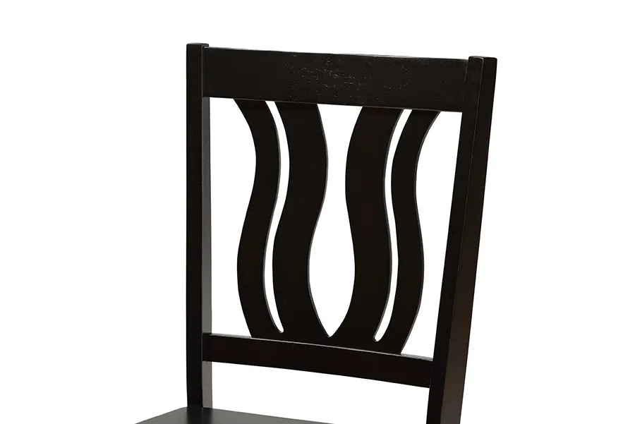 Baxton Studio Fenton Modern and Contemporary Transitional Dark Brown Finished Wood 2-Piece Dining Chair Set