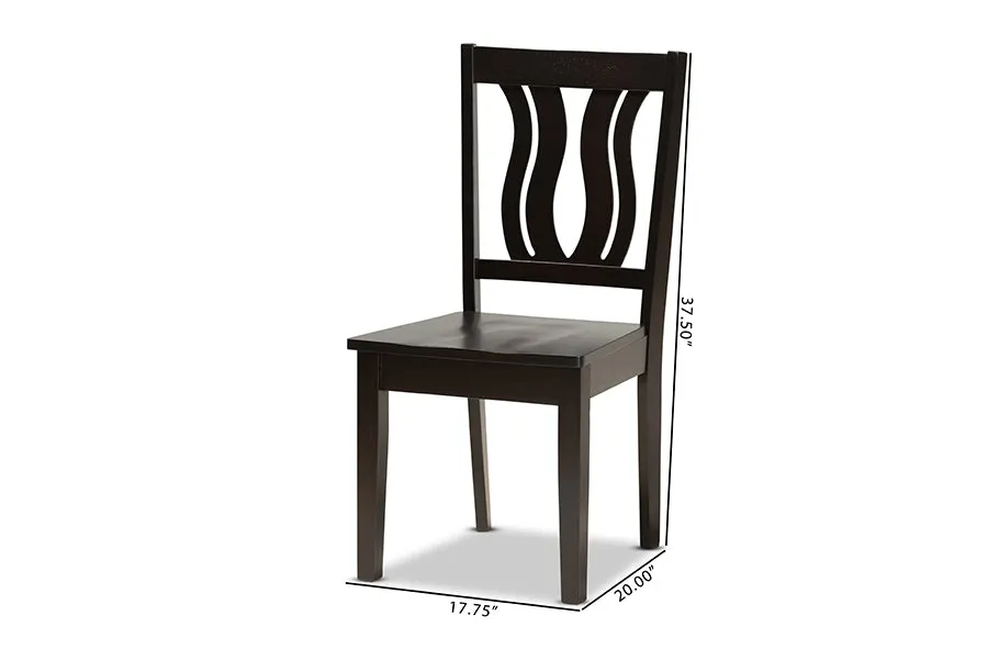 Baxton Studio Fenton Modern and Contemporary Transitional Dark Brown Finished Wood 2-Piece Dining Chair Set