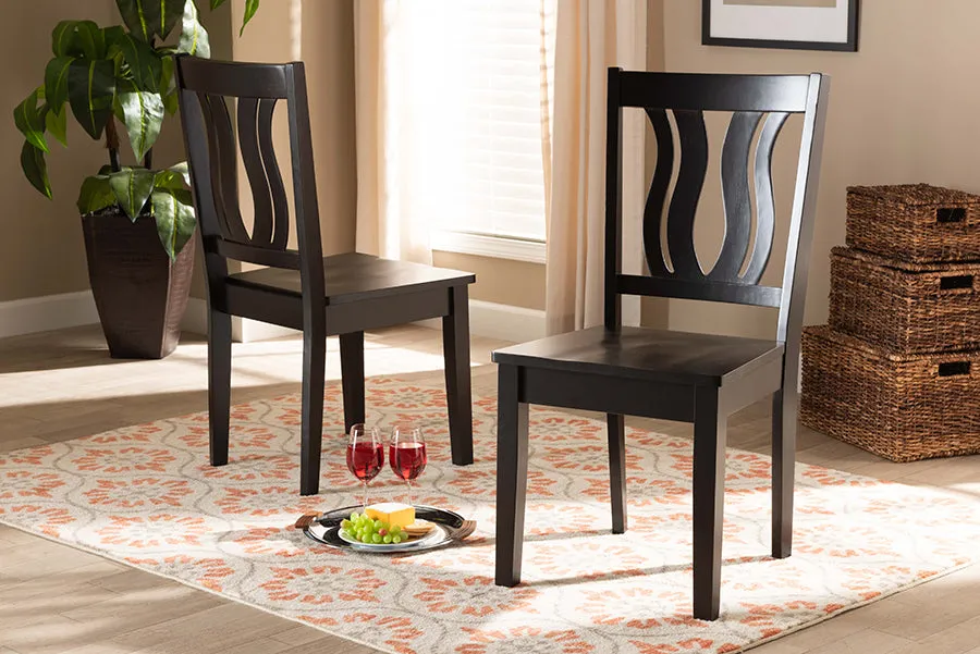 Baxton Studio Fenton Modern and Contemporary Transitional Dark Brown Finished Wood 2-Piece Dining Chair Set