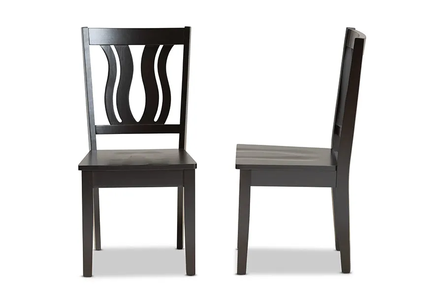 Baxton Studio Fenton Modern and Contemporary Transitional Dark Brown Finished Wood 2-Piece Dining Chair Set