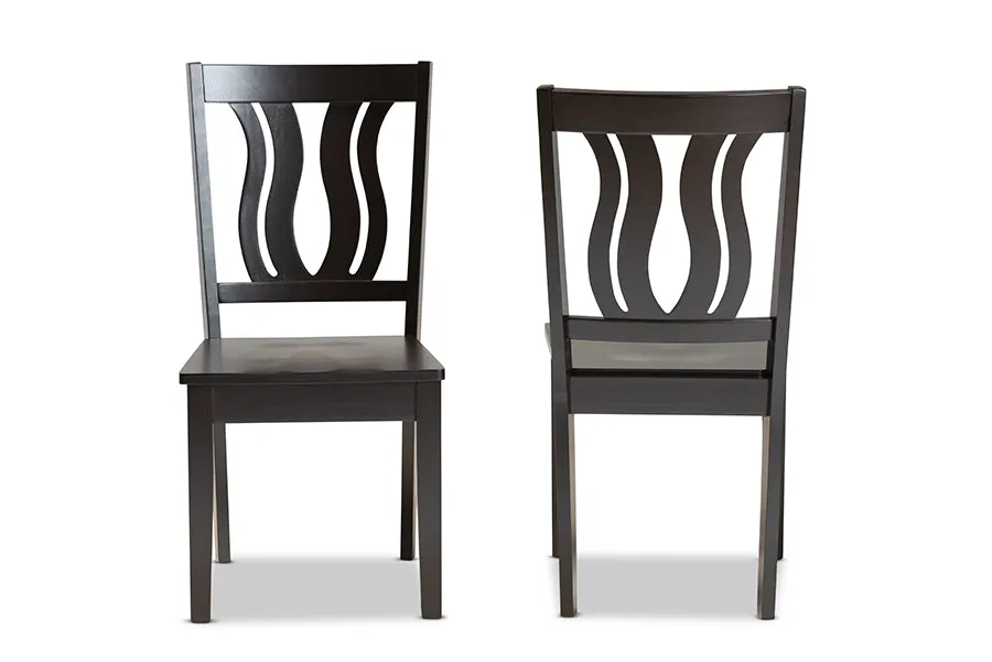 Baxton Studio Fenton Modern and Contemporary Transitional Dark Brown Finished Wood 2-Piece Dining Chair Set