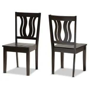 Baxton Studio Fenton Modern and Contemporary Transitional Dark Brown Finished Wood 2-Piece Dining Chair Set