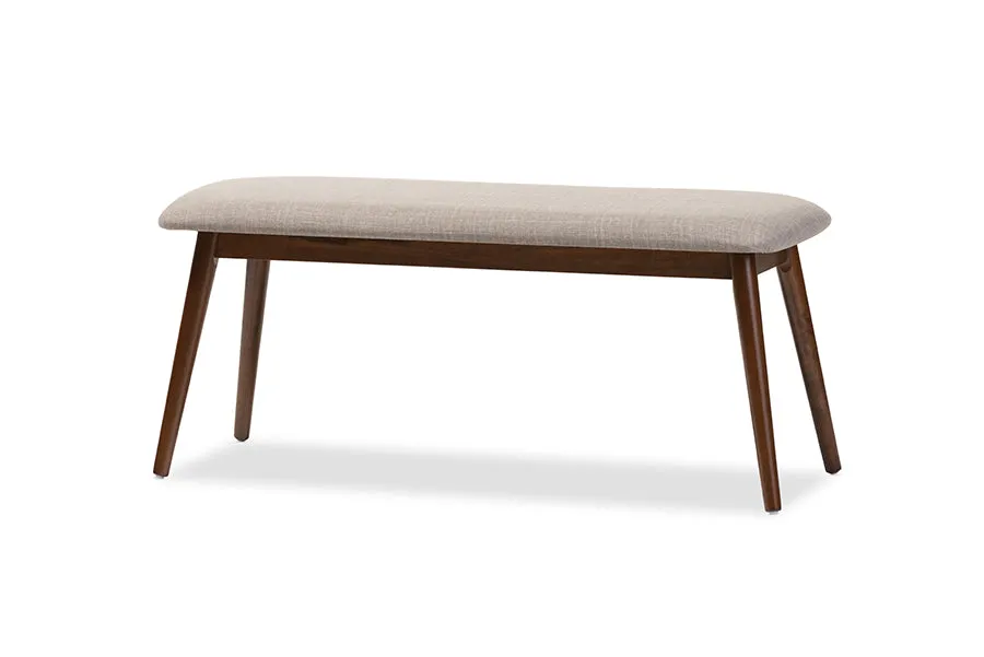 Baxton Studio Flora Mid-Century Modern Light Grey Fabric and "Oak" Medium Brown Finishing Wood 6-Piece Dining Set