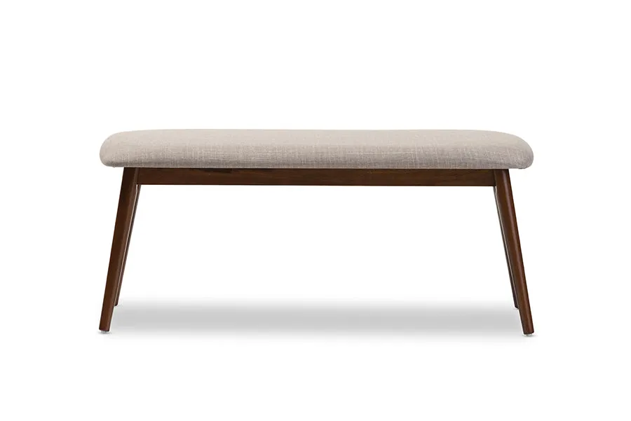 Baxton Studio Flora Mid-Century Modern Light Grey Fabric and "Oak" Medium Brown Finishing Wood 6-Piece Dining Set