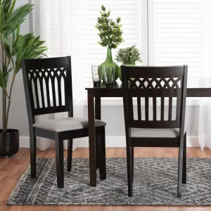 Baxton Studio Genesis Modern Grey Fabric and Dark Brown Finished Wood 2-Piece Dining Chair Set