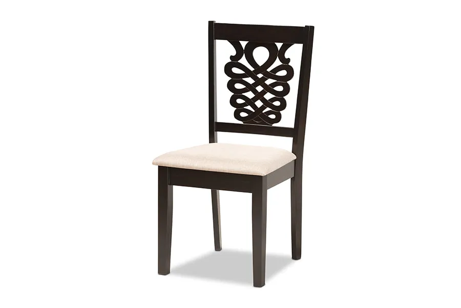 Baxton Studio Gervais Modern and Contemporary Sand Fabric Upholstered and Dark Brown Finished Wood 7-Piece Dining Set