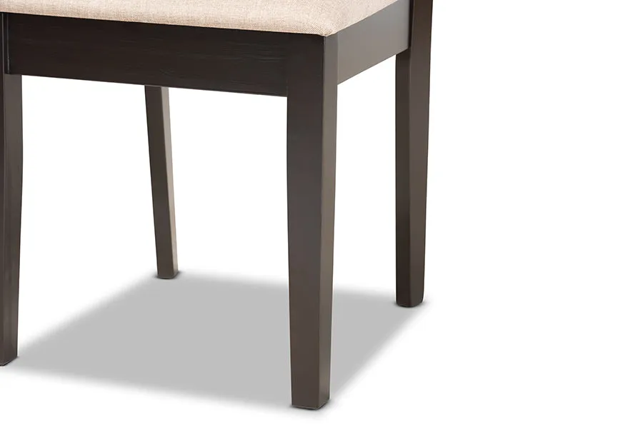 Baxton Studio Gervais Modern and Contemporary Sand Fabric Upholstered and Dark Brown Finished Wood 7-Piece Dining Set