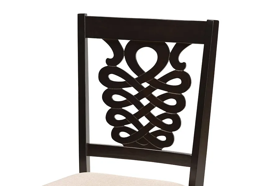 Baxton Studio Gervais Modern and Contemporary Sand Fabric Upholstered and Dark Brown Finished Wood 7-Piece Dining Set
