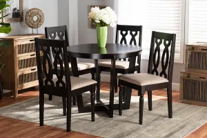 Baxton Studio Julie Modern and Contemporary Sand Fabric Upholstered and Dark Brown Finished Wood 5-Piece Dining Set