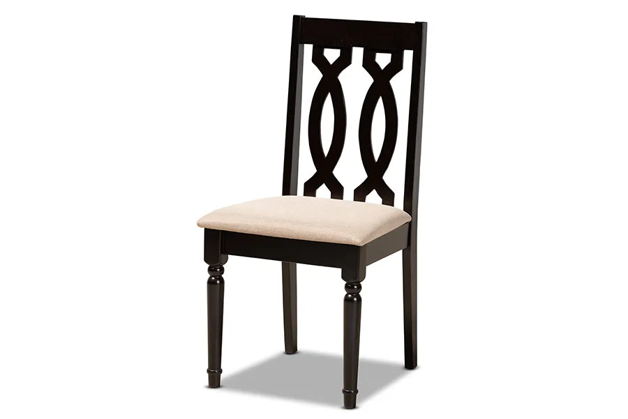 Baxton Studio Julie Modern and Contemporary Sand Fabric Upholstered and Dark Brown Finished Wood 5-Piece Dining Set
