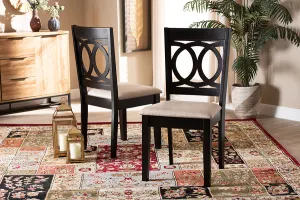 Baxton Studio Lenoir Modern and Contemporary Sand Fabric Upholstered Espresso Brown Finished Wood 2-Piece Dining Chair Set Set