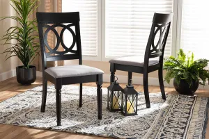 Baxton Studio Lucie Modern and Contemporary Grey Fabric Upholstered and Espresso Brown Finished Wood 2-Piece Dining Chair Set