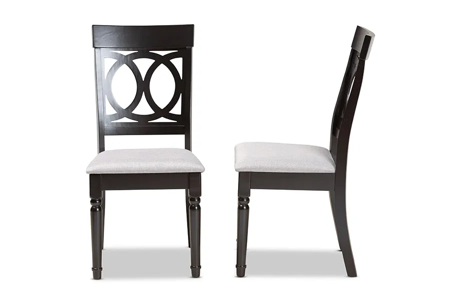 Baxton Studio Lucie Modern and Contemporary Grey Fabric Upholstered and Espresso Brown Finished Wood 2-Piece Dining Chair Set