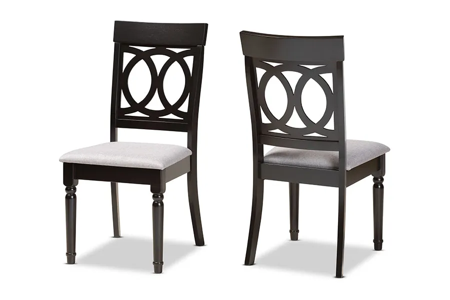 Baxton Studio Lucie Modern and Contemporary Grey Fabric Upholstered and Espresso Brown Finished Wood 2-Piece Dining Chair Set