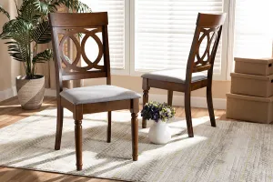Baxton Studio Lucie Modern and Contemporary Grey Fabric Upholstered and Walnut Brown Finished Wood 2-Piece Dining Chair Set