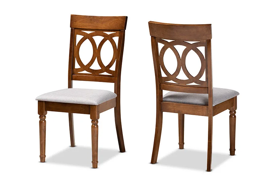 Baxton Studio Lucie Modern and Contemporary Grey Fabric Upholstered and Walnut Brown Finished Wood 2-Piece Dining Chair Set