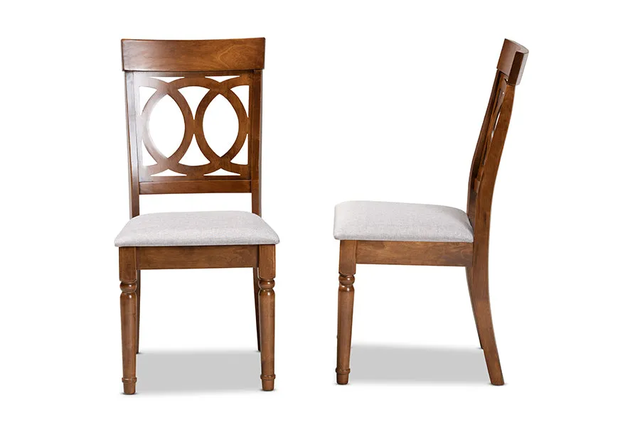 Baxton Studio Lucie Modern and Contemporary Grey Fabric Upholstered and Walnut Brown Finished Wood 2-Piece Dining Chair Set