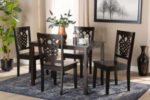 Baxton Studio Luisa Modern and Contemporary Transitional Dark Brown Finished Wood 5-Piece Dining Set