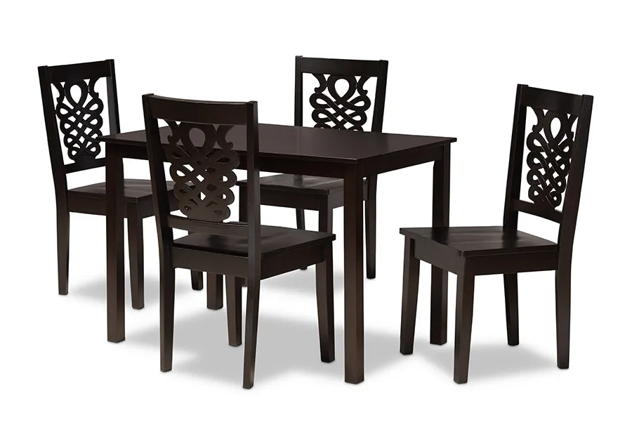 Baxton Studio Luisa Modern and Contemporary Transitional Dark Brown Finished Wood 5-Piece Dining Set