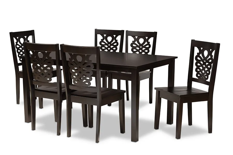 Baxton Studio Luisa Modern and Contemporary Transitional Dark Brown Finished Wood 7-Piece Dining Set
