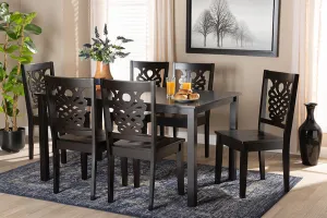 Baxton Studio Luisa Modern and Contemporary Transitional Dark Brown Finished Wood 7-Piece Dining Set