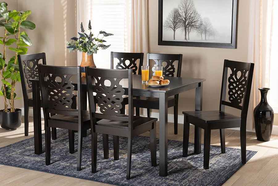 Baxton Studio Luisa Modern and Contemporary Transitional Dark Brown Finished Wood 7-Piece Dining Set
