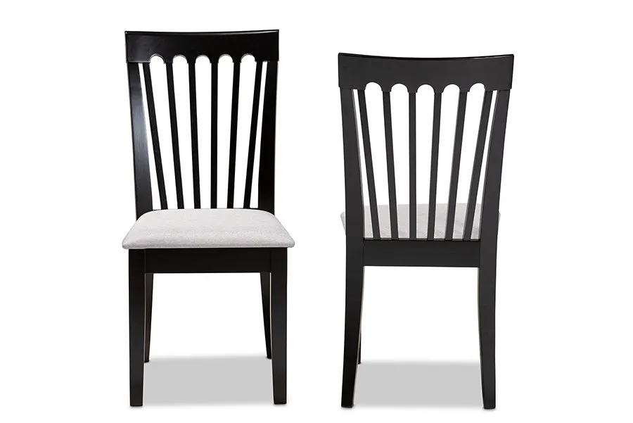 Baxton Studio Minette Modern and Contemporary Gray Fabric Upholstered and Espresso Brown Finished Wood 2-Piece Dining Chair Set