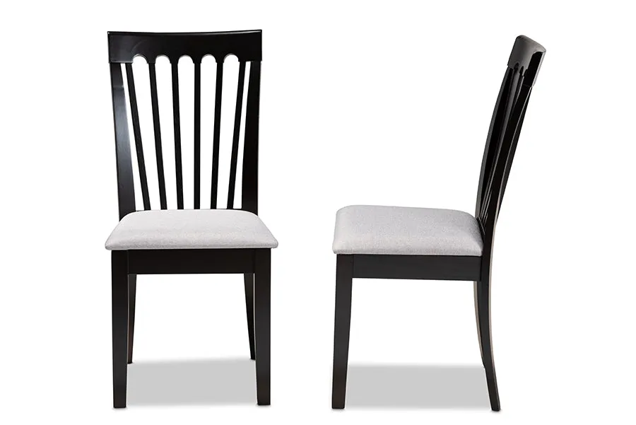 Baxton Studio Minette Modern and Contemporary Gray Fabric Upholstered and Espresso Brown Finished Wood 2-Piece Dining Chair Set