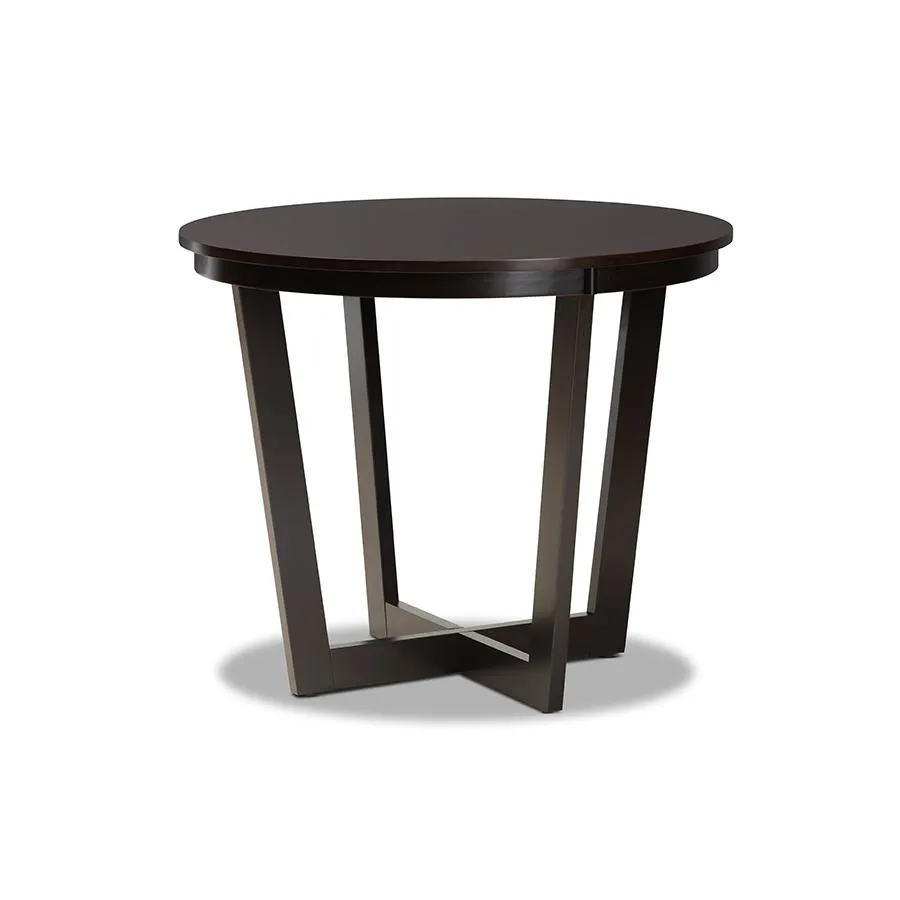 Baxton Studio Morigan Modern Transitional Grey Fabric Upholstered and Dark Brown Finished Wood 5-Piece Dining Set