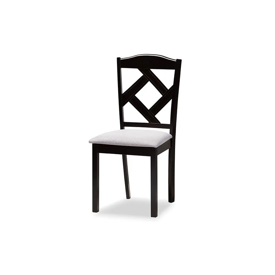 Baxton Studio Morigan Modern Transitional Grey Fabric Upholstered and Dark Brown Finished Wood 5-Piece Dining Set