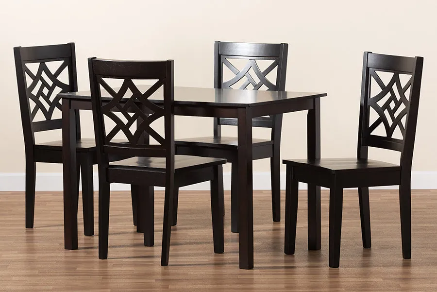 Baxton Studio Nicolette Modern and Contemporary Dark Brown Finished Wood 5-Piece Dining Set
