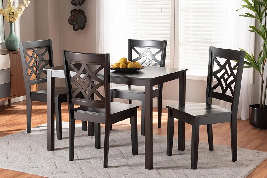 Baxton Studio Nicolette Modern and Contemporary Dark Brown Finished Wood 5-Piece Dining Set