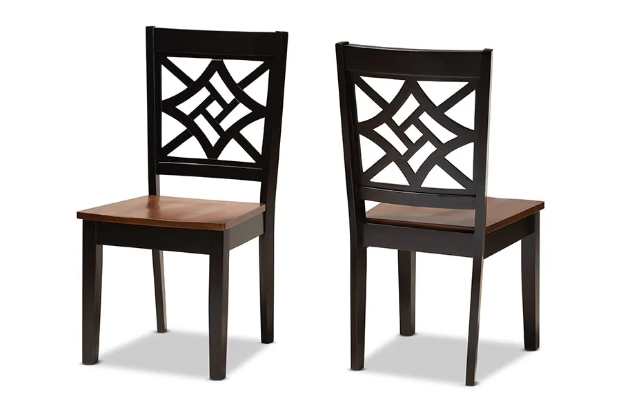 Baxton Studio Nicolette Modern and Contemporary Two-Tone Dark Brown and Walnut Brown Finished Wood 2-Piece Dining Chair Set