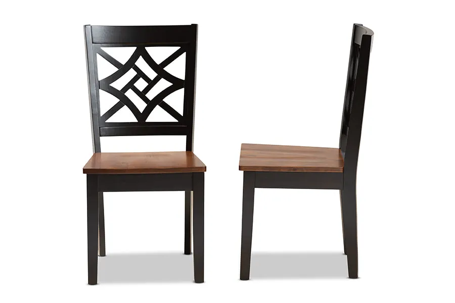 Baxton Studio Nicolette Modern and Contemporary Two-Tone Dark Brown and Walnut Brown Finished Wood 2-Piece Dining Chair Set