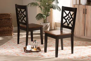 Baxton Studio Nicolette Modern and Contemporary Two-Tone Dark Brown and Walnut Brown Finished Wood 2-Piece Dining Chair Set