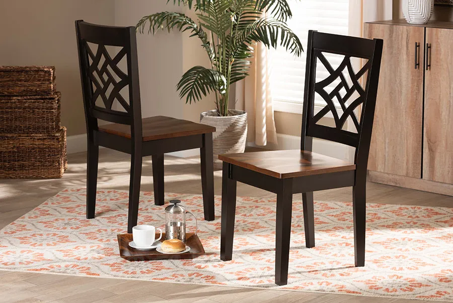 Baxton Studio Nicolette Modern and Contemporary Two-Tone Dark Brown and Walnut Brown Finished Wood 2-Piece Dining Chair Set