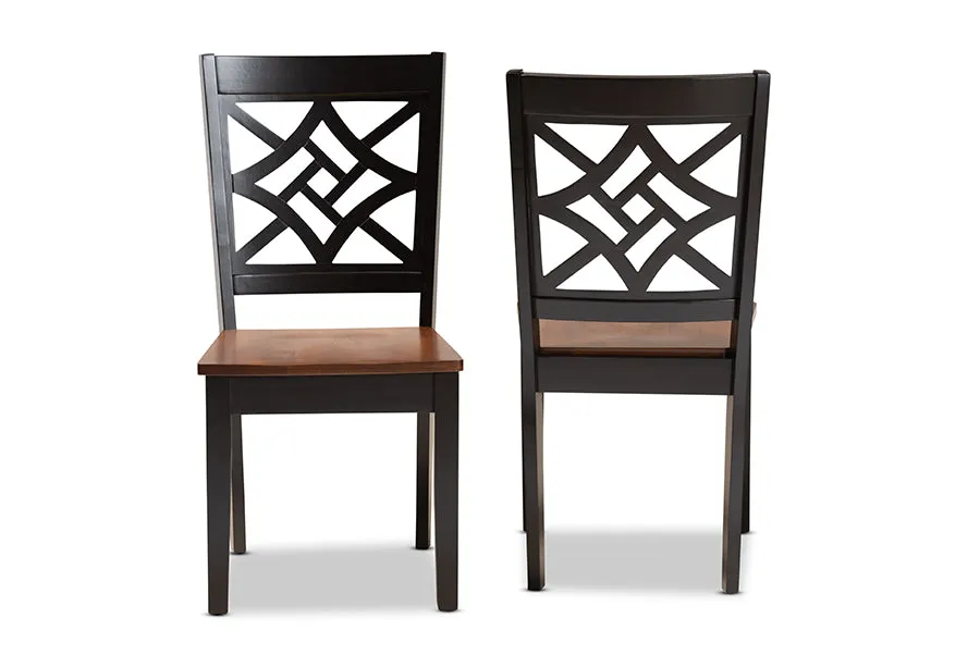 Baxton Studio Nicolette Modern and Contemporary Two-Tone Dark Brown and Walnut Brown Finished Wood 2-Piece Dining Chair Set