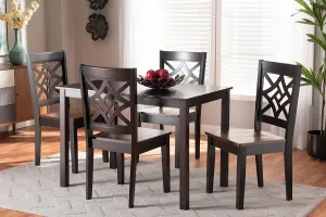 Baxton Studio Nicolette Modern and Contemporary Two-Tone Dark Brown and Walnut Brown Finished Wood 5-Piece Dining Set