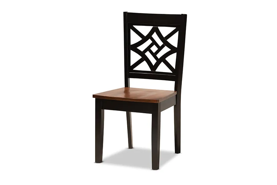 Baxton Studio Nicolette Modern and Contemporary Two-Tone Dark Brown and Walnut Brown Finished Wood 5-Piece Dining Set