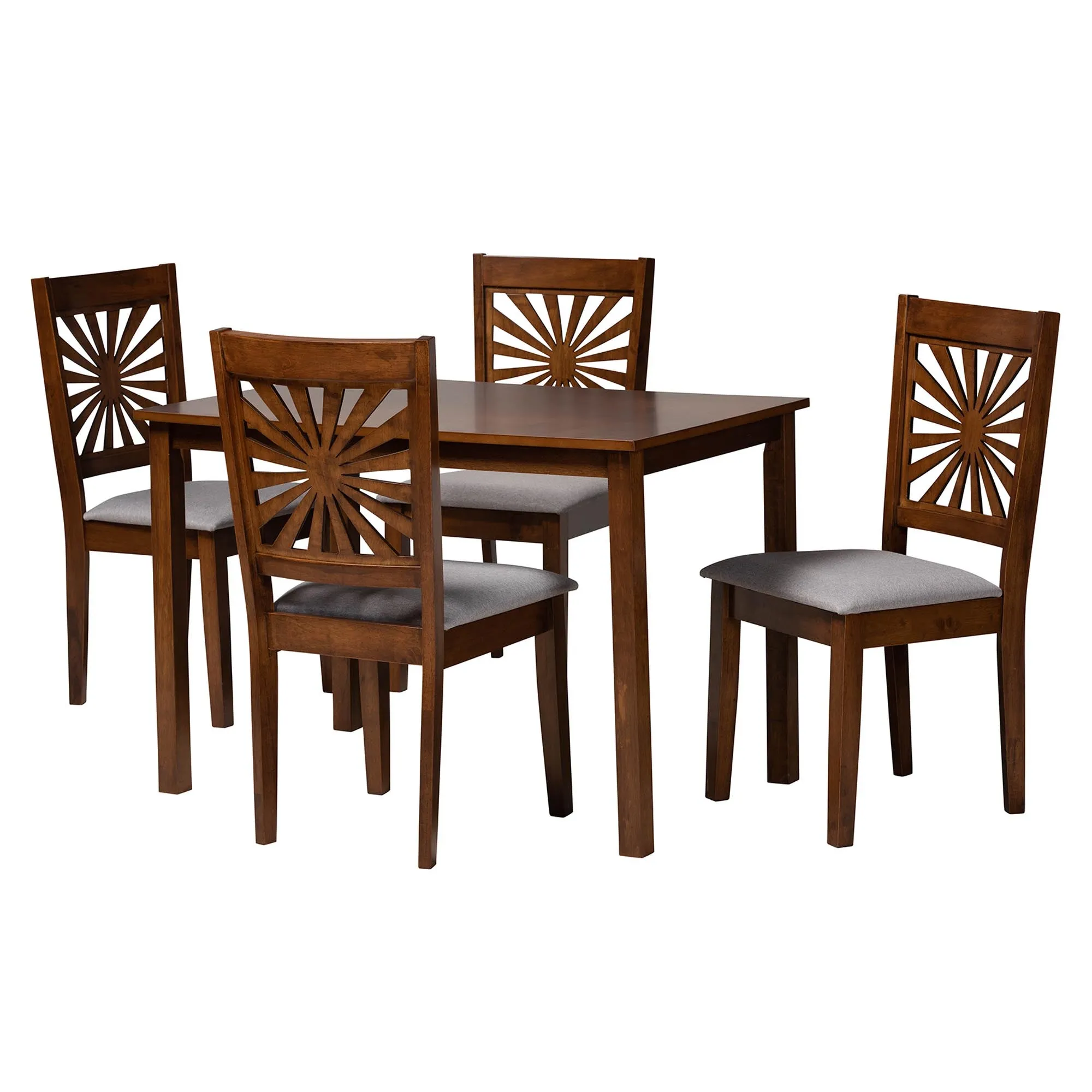 Baxton Studio Olympia Modern Beige Fabric and Espresso Brown Finished Wood 5-Piece Dining Set