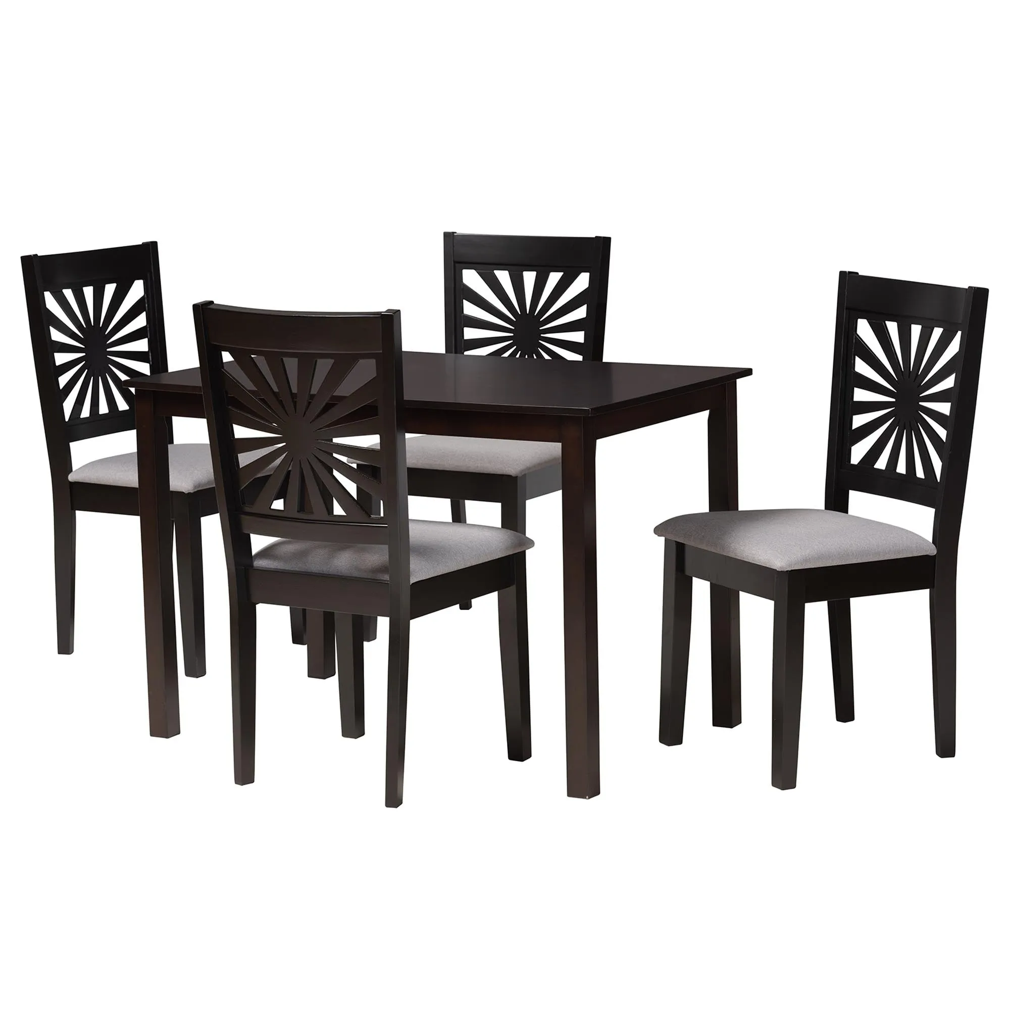 Baxton Studio Olympia Modern Beige Fabric and Espresso Brown Finished Wood 5-Piece Dining Set