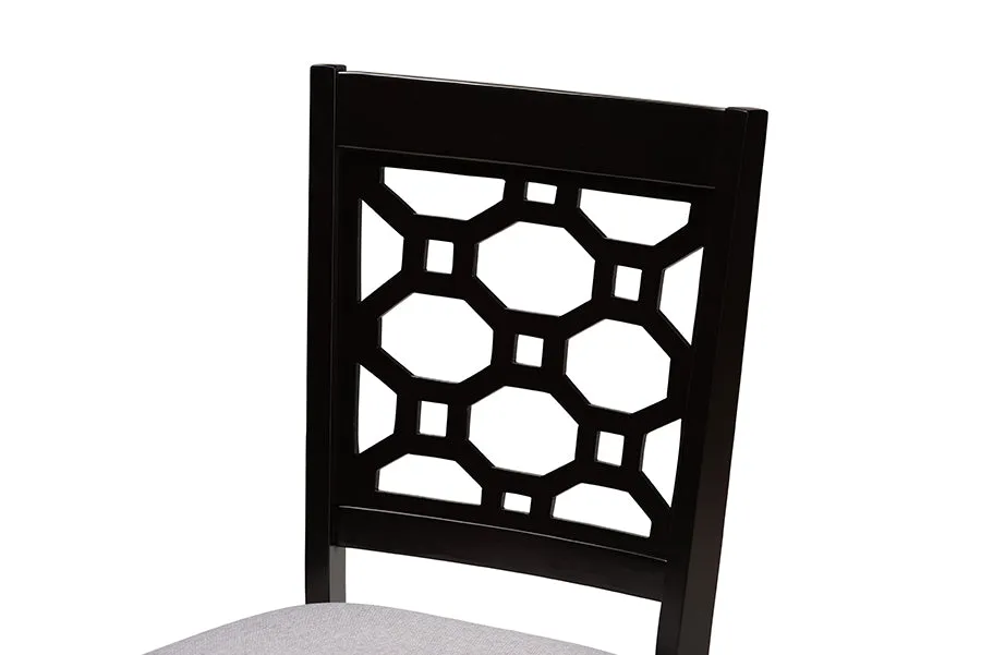 Baxton Studio Peter Modern and Contemporary Grey Fabric Upholstered and Dark Brown Finished Wood 4-Piece Dining Chair Set